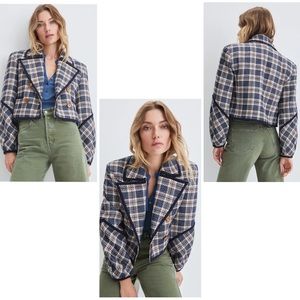 Veronica Beard Aise Plaid Jacket in Ink Multi Size 00